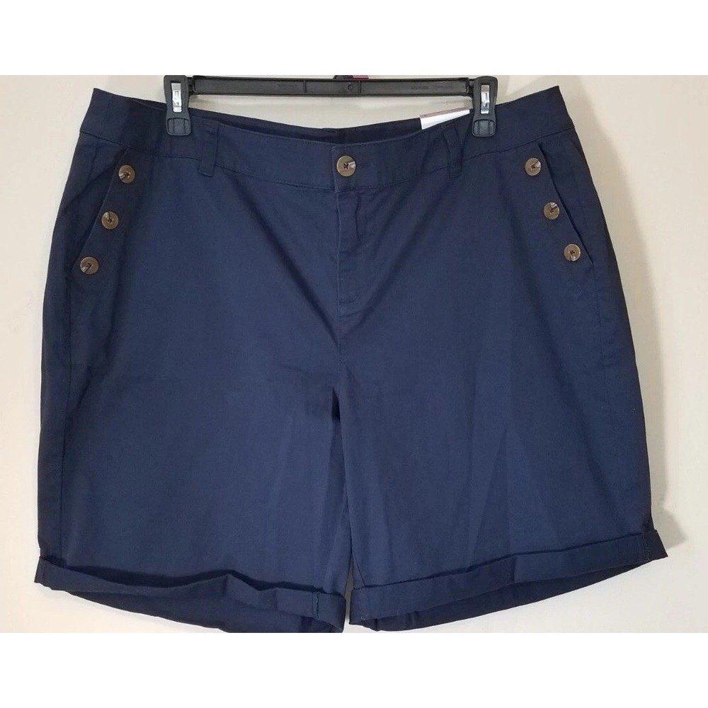 Lane Bryant Bermuda Shorts Women 18 Navy Blue Stretch Coastal Summer Vacay NEW - Picture 6 of 6